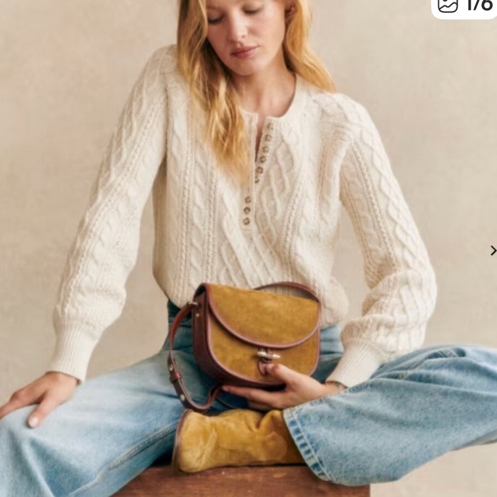Sezane Bree Jumper Cable Knit Sweater